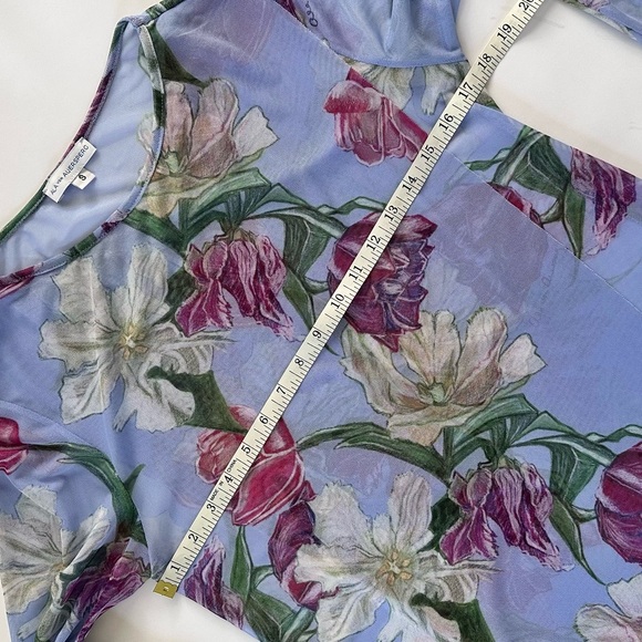 Ala Von Auersperg Diane Sheer Mesh Top in Blue Floral Print Size S - Picture 7 of 9